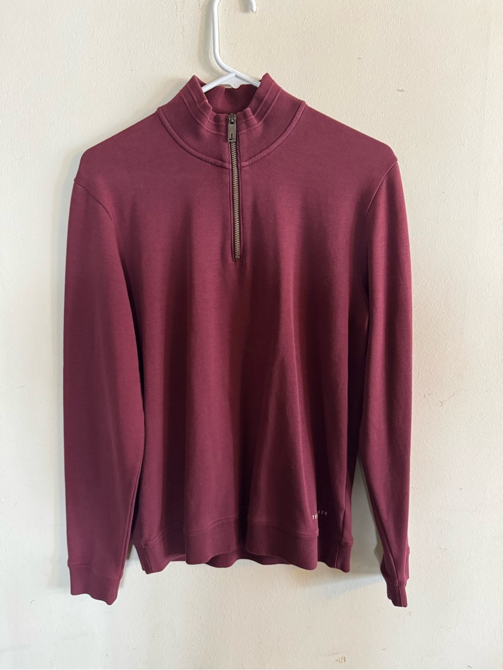 Ted Baker London Size 2 Small Men's Quarter-Zip Sweater Pullover Burgundy